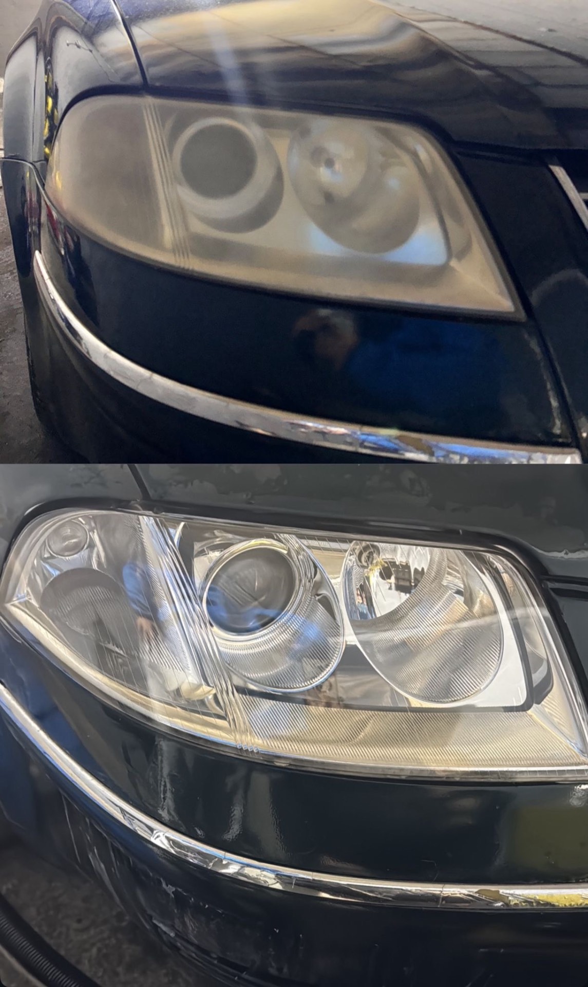 Restaurare faruri auto înainte și după